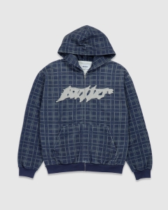 Butter Goods Amplify Zip Hood Washed Navy Plaid