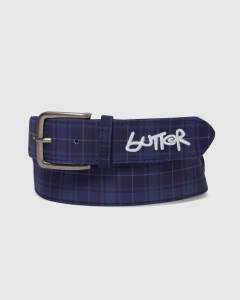 Butter Goods Plaid Belt Navy