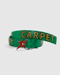 Carpet Varsity Rhinestone Leather Belt Green
