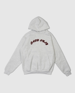 Cash Only Plaid Applique Logo PO Hood Ash
