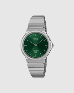 Casio Analogue MQ24DA-3A Green Dial Stainless Steel
