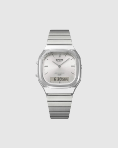 Casio Duo Square Face Combi Silver Dial AQ240E-7A Stainless