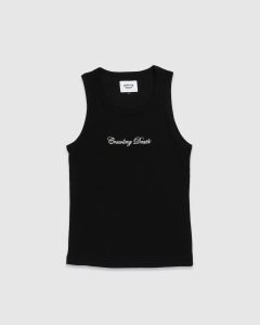 Crawling Death Script Embroidered Ribbed Singlet Black