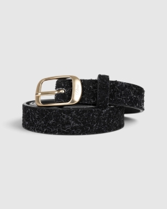 Dime Dress Leather Belt Shaggy Black