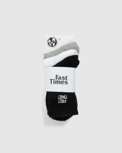 Fast Times Neue 3 Pack Crew Socks Black/White/Athletic Grey