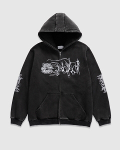 Hoddle LG Hill Zip Hood Black Wash