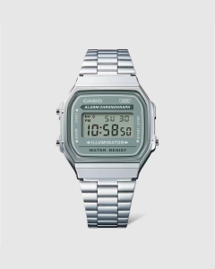 Casio Digital Tranquil Urban EL Backlight Green Face/Ssteel A168WA-3A