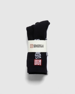 S Double S Cube Mid Block 3Pk Sock Black/White/Cream