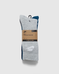 Nike NSW Everyday Essential Crew 3 Pk Socks Grey/Blue/Navy
