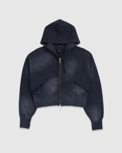 Dime Cropped Zip Hood Black Washed