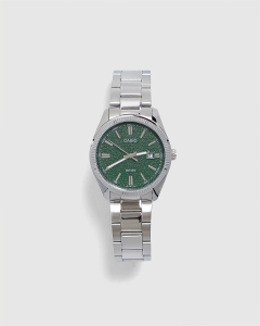 Casio Analogue MTP1302DA-3A Green Matte Face Stainless Steel