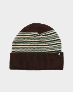 Passport Striped Organic Knit Beanie Choc