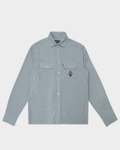 Passport Wanderer Workers Check LS Shirt Ice