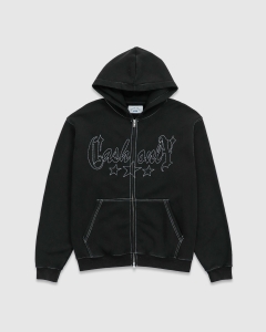 Cash Only Strip Zip Hood Washed Black