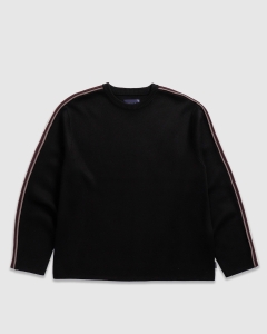 thisisneverthat Striped Sleeve Knit Crew Black