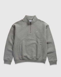 Nike Life Solo Swoosh Quarter Zip Crew Dark Grey Heather/White