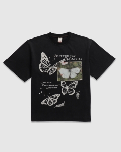Smile and Wave Butterfly Magic T-Shirt Washed Black