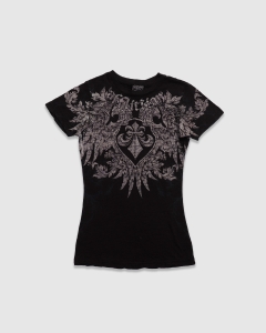 Affliction Womens Wash T-Shirt Black Burnout Wash