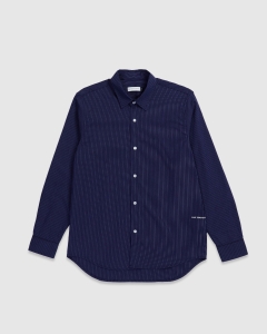 Pop Trading Striped Logo LS Shirt Navy