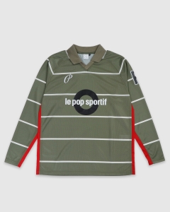 Pop Trading Striped Sportif LS Loden Green