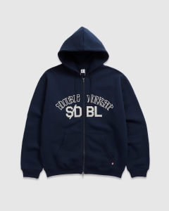 S Double Chuck Fleece Zip Hood Navy