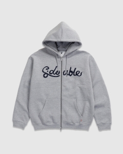 S Double Cursive Zip Hood Grey Heather
