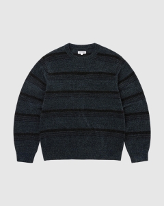 thisisneverthat Striped Velvet Knit Sweater Dark Navy