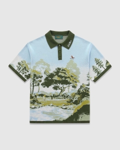 Walker Blooming Grounds Knit SS Polo Garden Sky