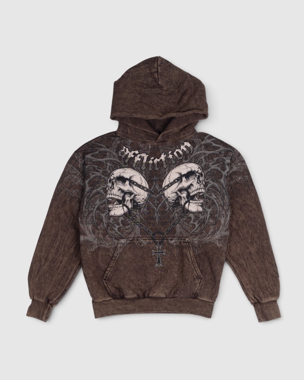 Affliction Collapse 2 PO Hood Dark Brown Lava Wash