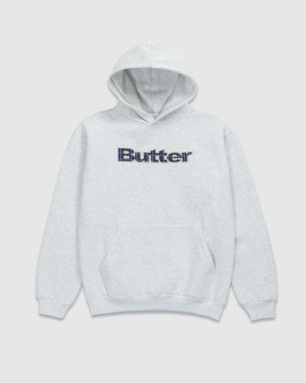 Butter Goods Plaid Logo Applique PO Hood Ash