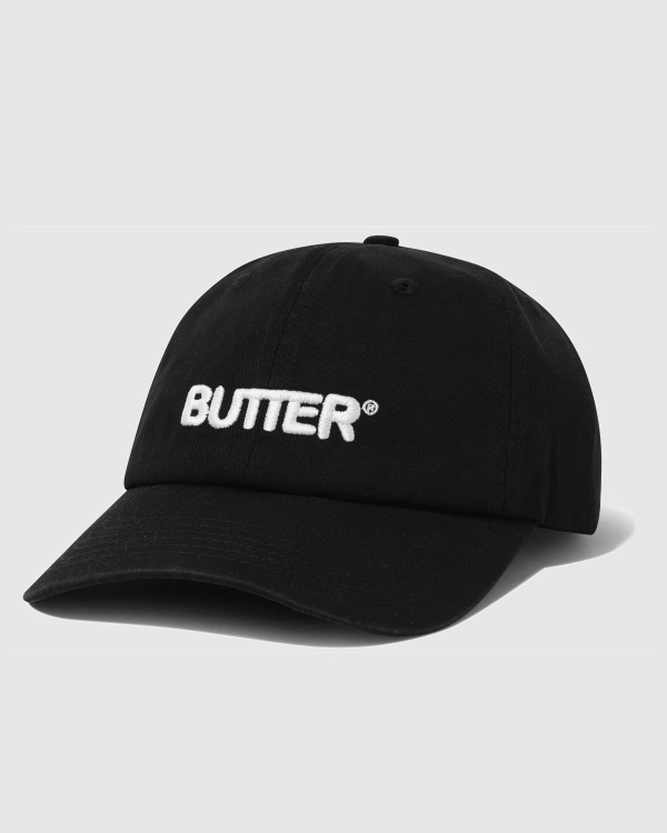 Butter Goods Rounded Logo 6 Panel Washed Black/Black/White