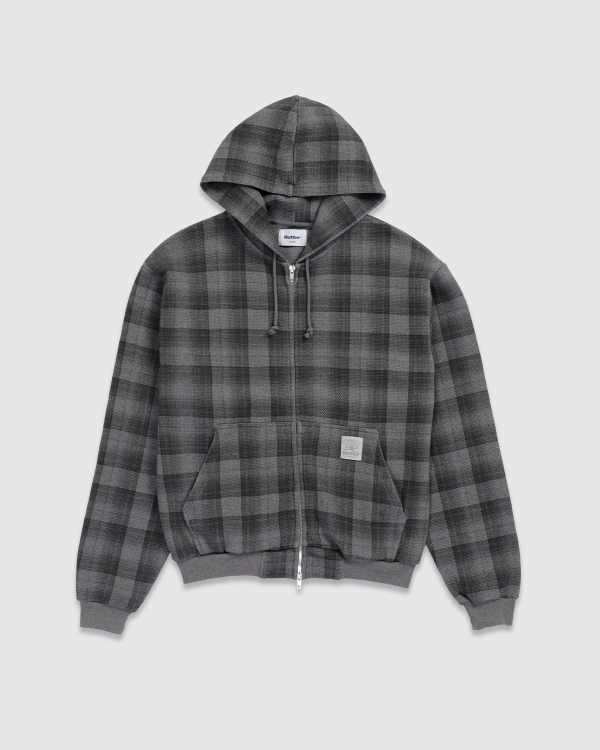 Butter Goods Waffle Zip Hood Grey Plaid