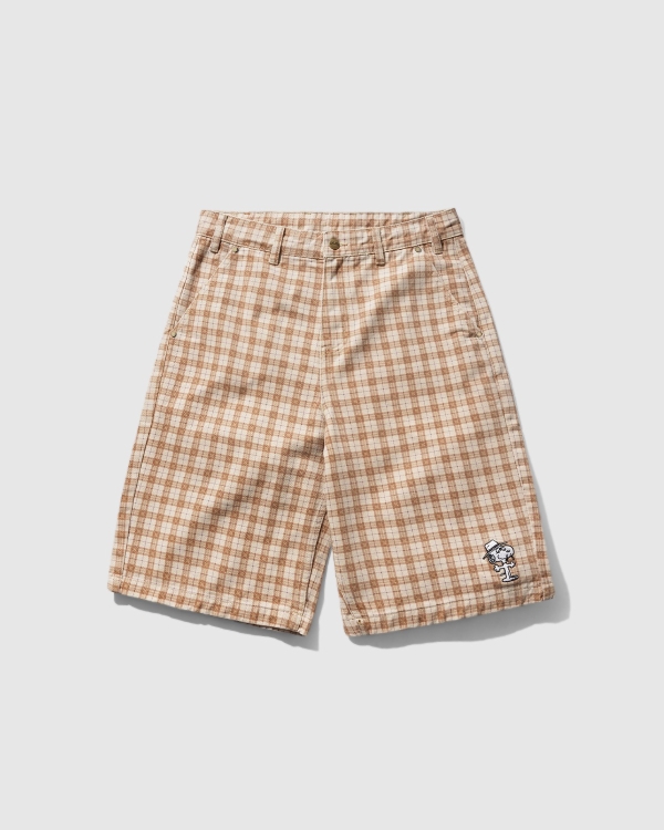 Butter Goods x Peanuts Spike Work Shorts Sandstone Plaid