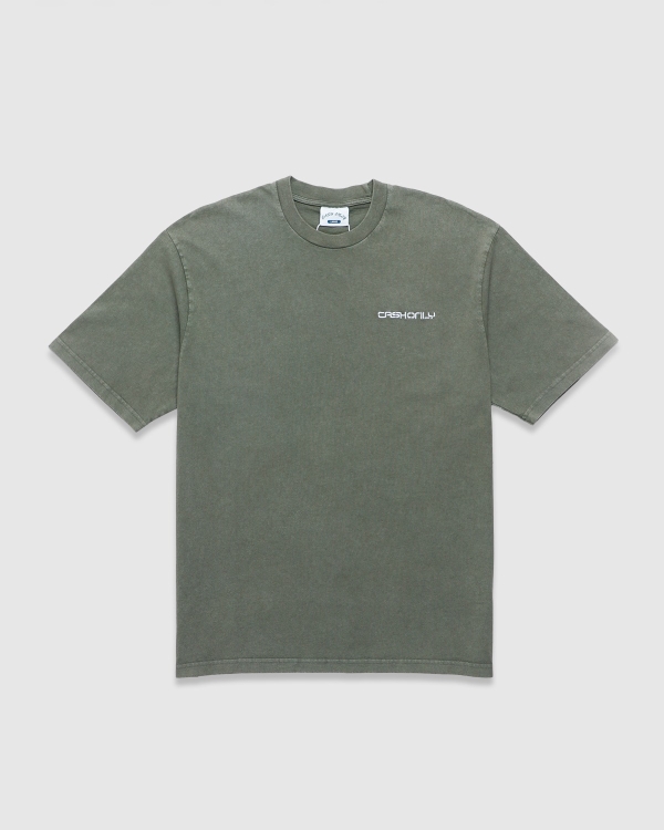 Cash Only Stencil Pigment Dye T-Shirt Washed Army