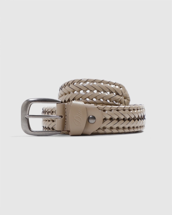Dime Braided Leather Debossed Logo Belt Tan