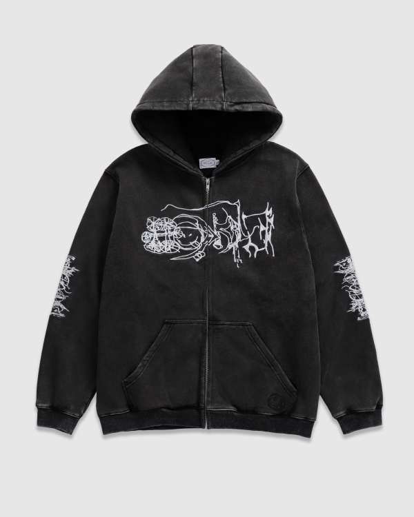 Hoddle LG Hill Zip Hood Black Wash