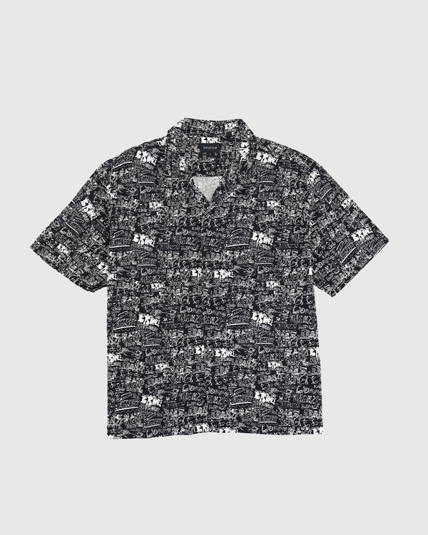 Bronze Scribble Rayon SS Shirt Black