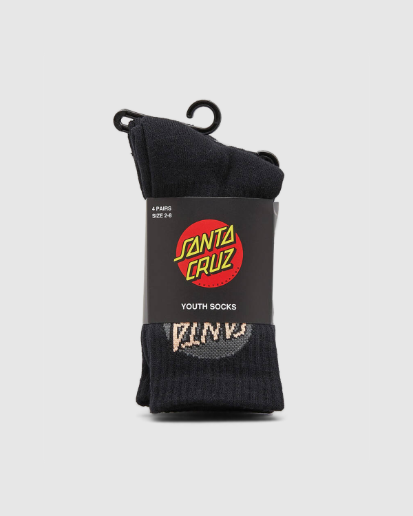 Santa Cruz Other Dot Youth Socks 4pk Black /White/Charcoal