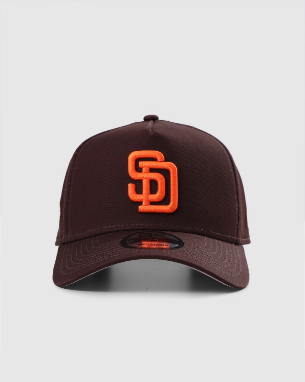 New Era 940AF San Diego Padres Cooperstown Wordmark Snapback Burnt Wood/Orange
