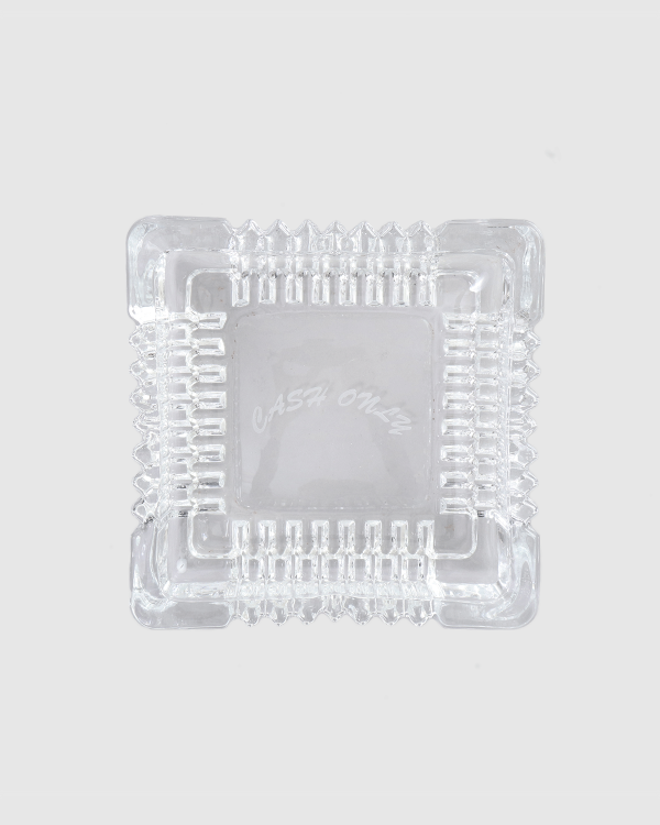 Cash Only Crystal Ashtray Clear
