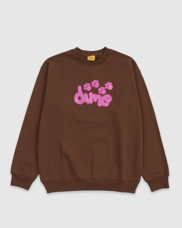 Dime Pawz Chenille Crew Brown