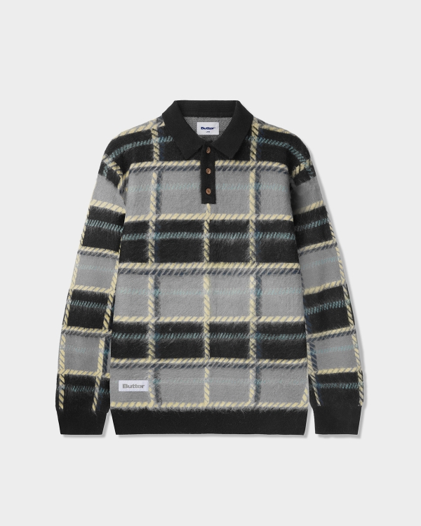 Butter Goods Ivy Button Up Knit Sweater Black/Grey