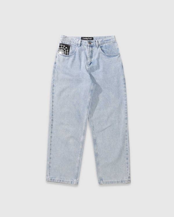 Crawling Death Web Denim Pant Light Blue