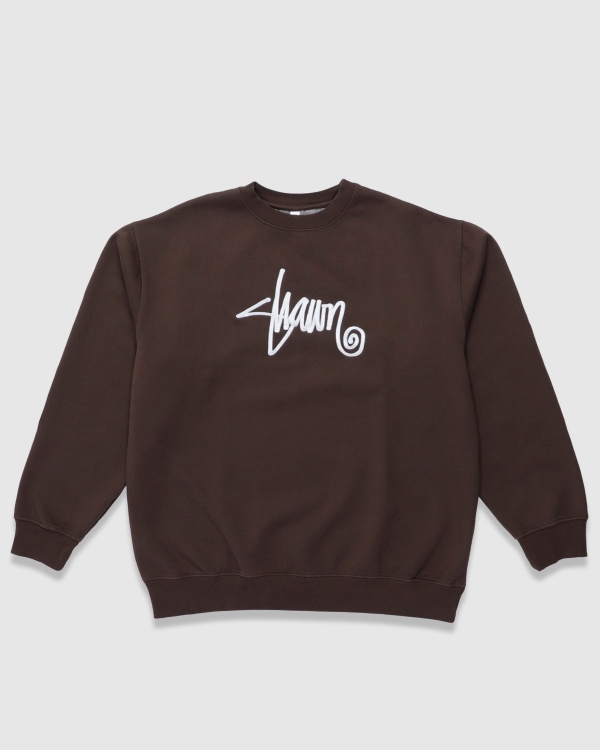S Double Shawn Script Crew Washed Brown