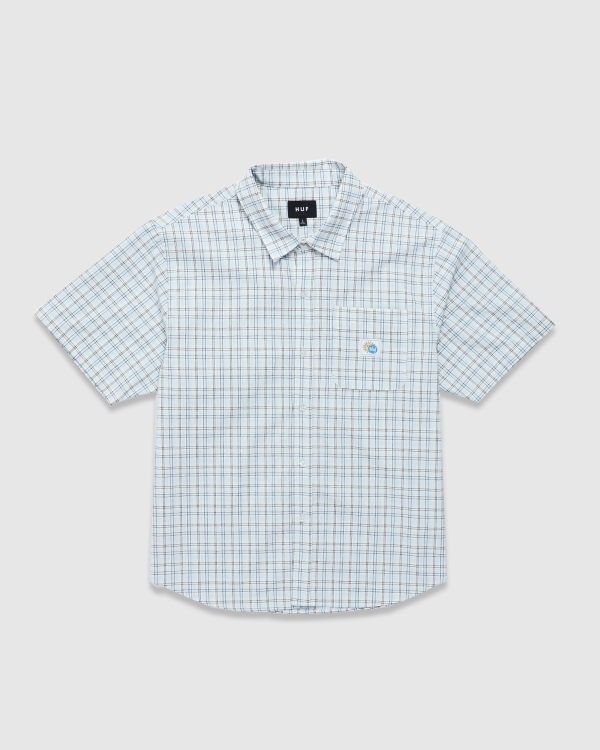 Huf Total Eclipse Plaid SS Shirt Light Blue