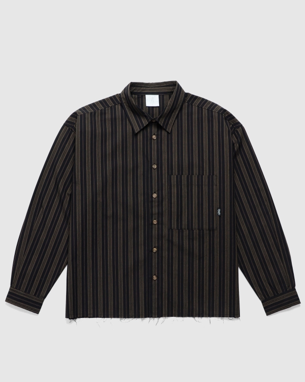 Candice Raw Stripe LS Shirt Black