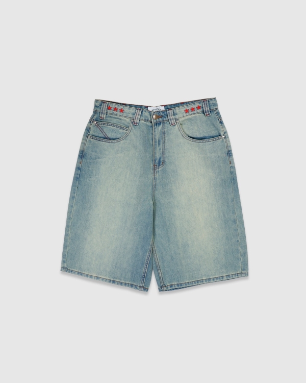 Cash Only Stars Denim Shorts Sun Fade Wash