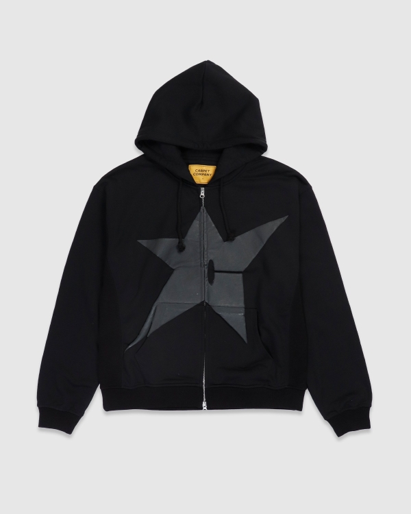 Carpet Puff Print Zip Hood Black