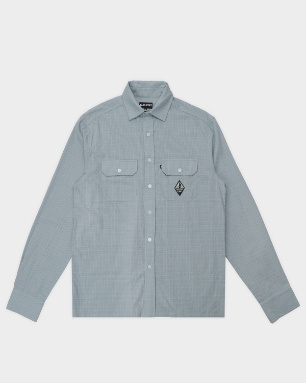 Passport Wanderer Workers Check LS Shirt Ice