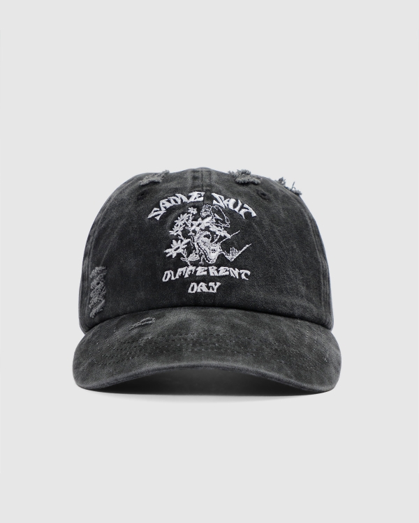 Jungles Same Shit Distressed Strapback Washed Black